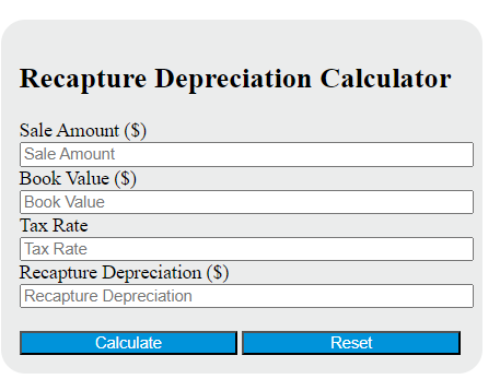 recapture depreciation calculator