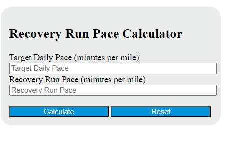 recovery run pace calculator