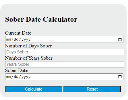 sober date calculator