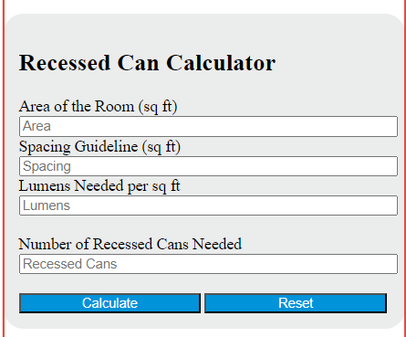 recessed can calculator