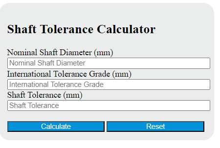 shaft tolerance calculator