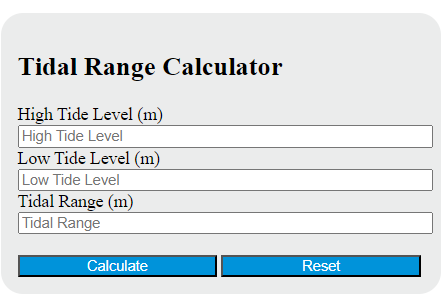 tidal range calculator