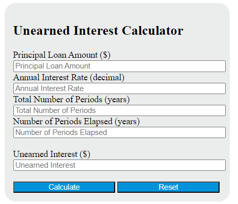 unearned interest calculator
