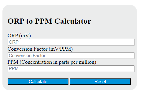 orp to ppm calculator