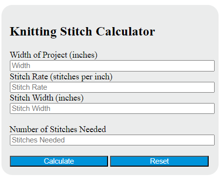 knitting stich calculator