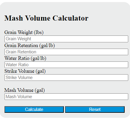 mash volume calculator
