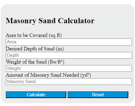 masonry sand calculator