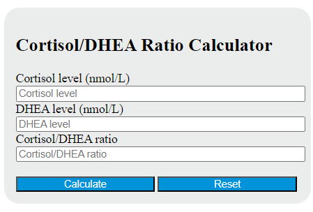 cortisol/DHEA ratio calculator