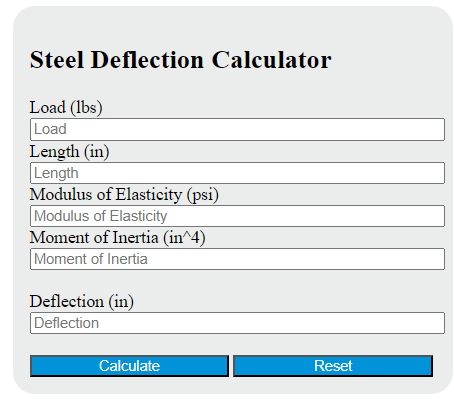 steel deflection calculator