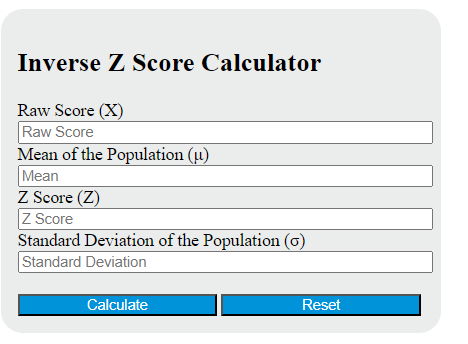 inverse z score calculator