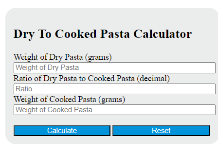 dry to cooked pasta calculator