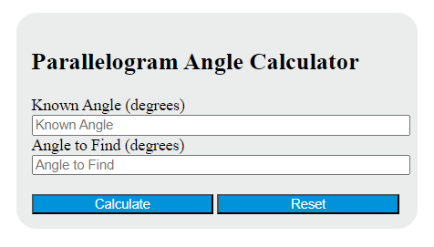 parallelogram angle calculator