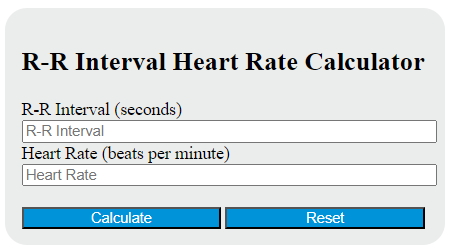 R-R interval heart rate calculator