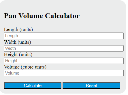 pan volume calculator