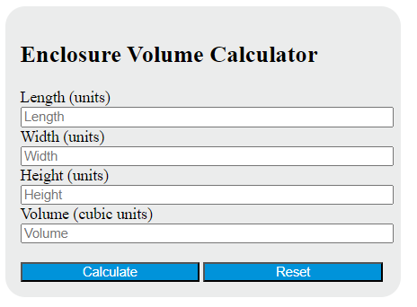 enclosure volume calculator