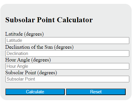 subsolar point calculator