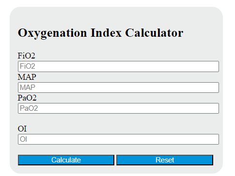 oxygenation index calculator