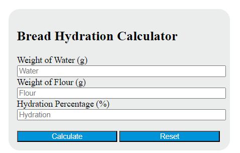bread hydration calculator