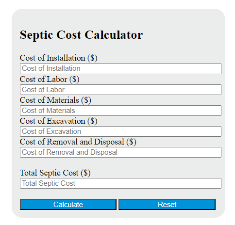 septic cost calculator