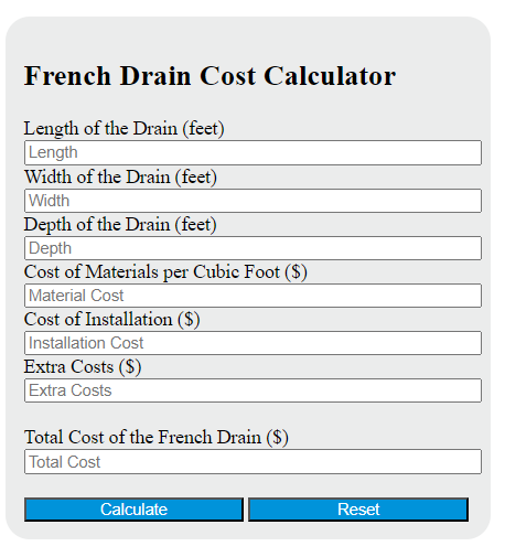 french drain cost calculator