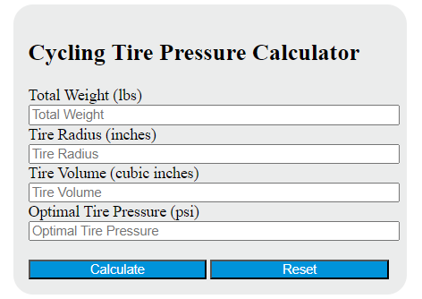 cycling tire pressure calculator