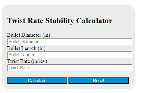 twist rate stability calculator