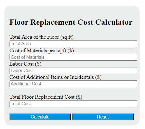 floor replacement cost calculator