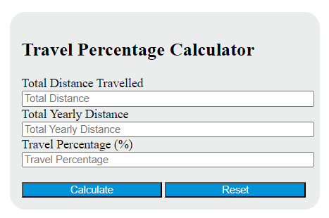 travel percentage calculator