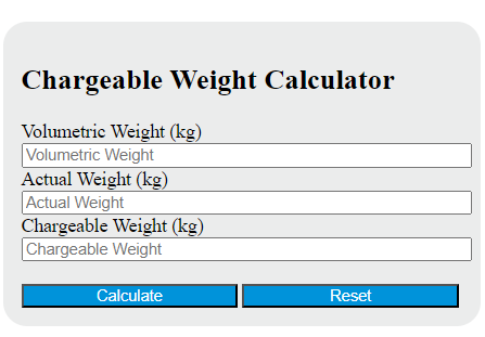 chargeable weight calculator