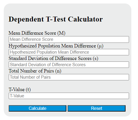 dependent t-test calculator