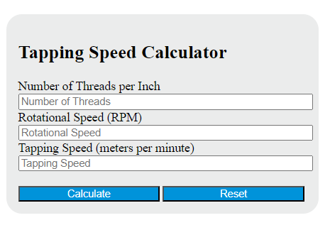 tapping speed calculator