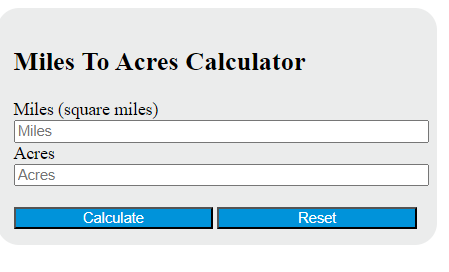 miles to acres calculator