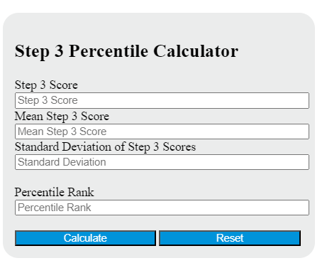 step 3 percentile calculator