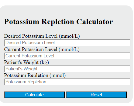 potassium repletion calculator