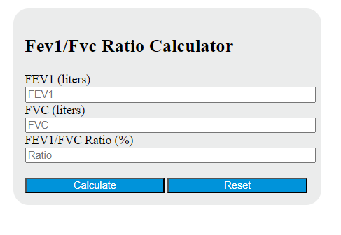 fev1/fvc ratio calculator