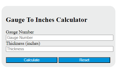 gauge to inches calculator