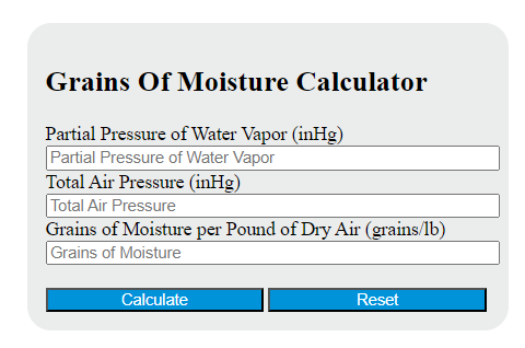 grains of moisture calculator