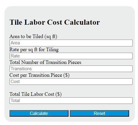 tile labor cost calculator