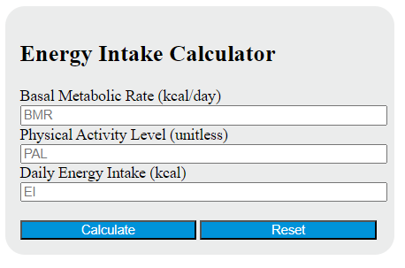 energy intake calculator
