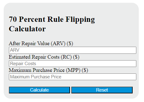 70 percent rule flipping calculator