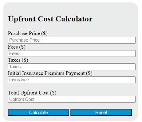 upfront cost calculator