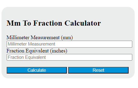 mm to fraction calculator