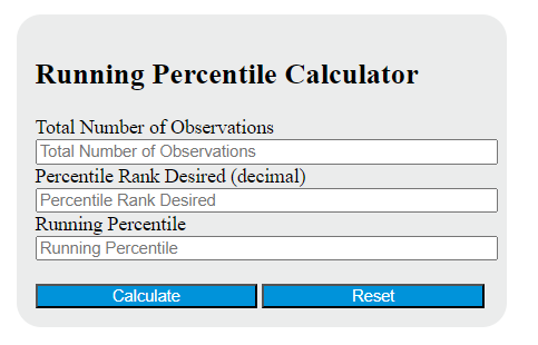 running percentile calculator