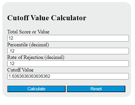 cutoff value calculator