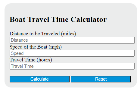 boat travel time calculator