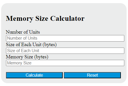 memory size calculator