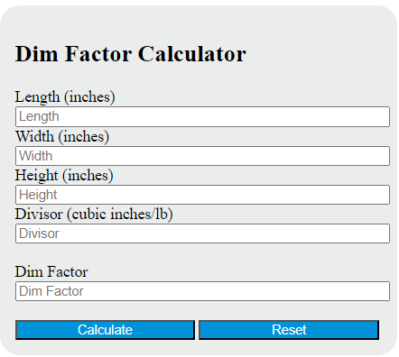 dim factor calculator