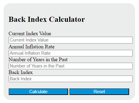 back index calculator