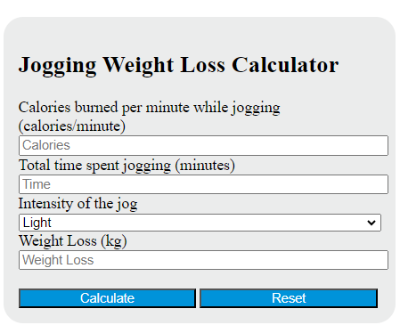 jogging weight loss calculator