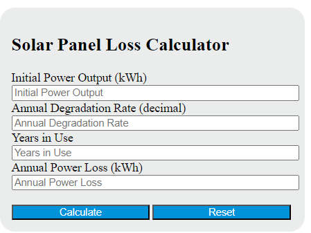solar panel loss calculator